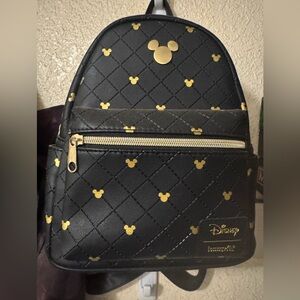 Disney Loungefly Black and Gold Mini Backpack